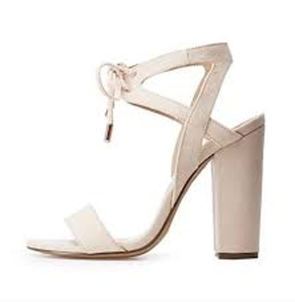 Charlotte Russe Womens Jennie Sandals 6 Faux Suede Open Toe Block Strappy Heels